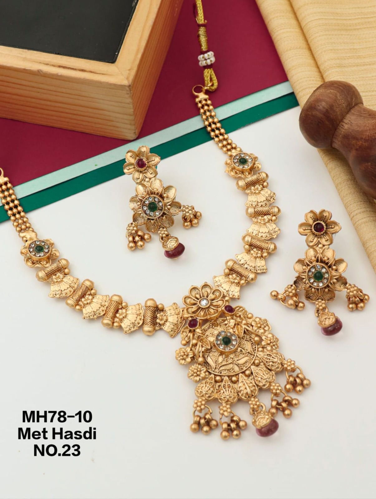 08 Mh Brass High Gold Matte Hasadi Set Wholesale Price In Surat